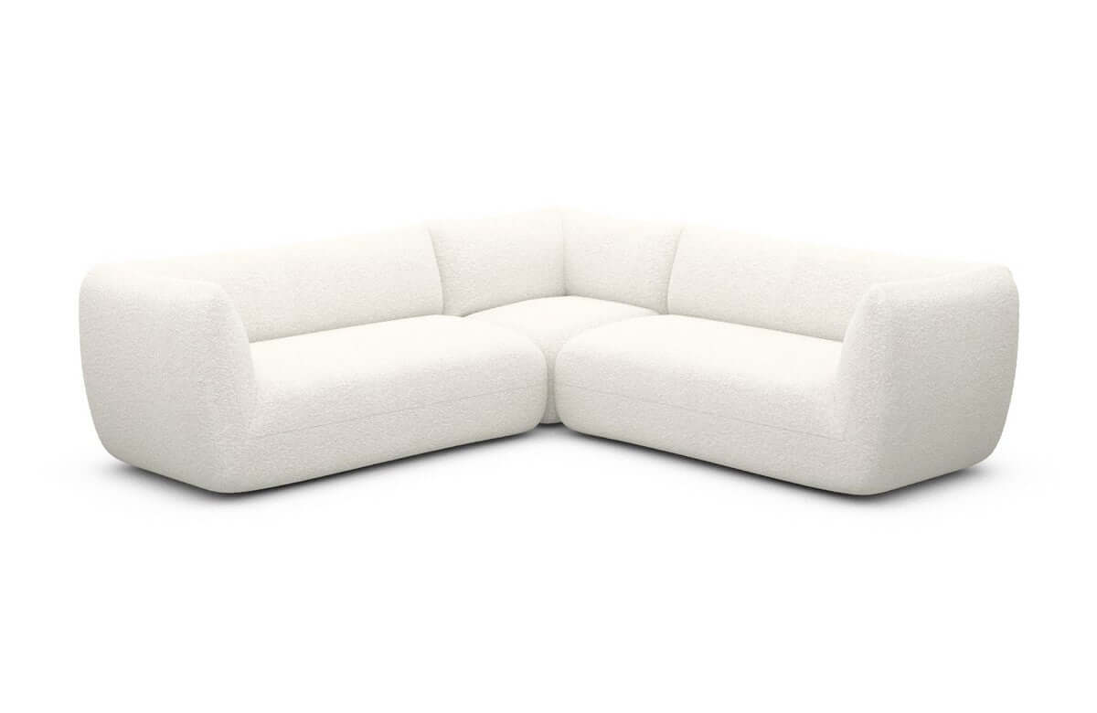 Couch Madrid L-Form in Stoff Weiß