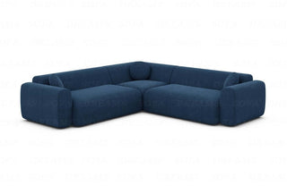 Ecksofa Cortegada L-Form Stoff in Strukturstoff und der Farbe Blau