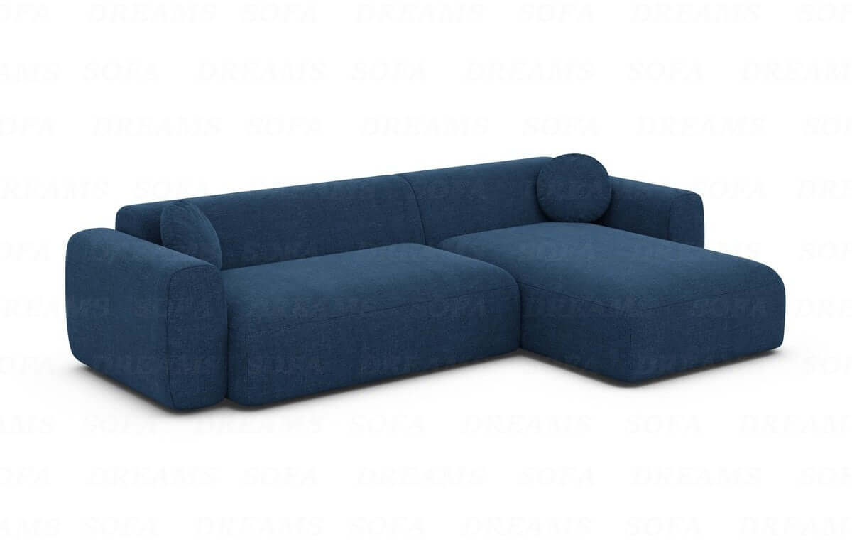 Ecksofa Cortegada L-Form aus Stoff Kurz blau