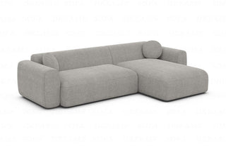Ecksofa Cortegada L-Form Kurz Stoff in Strukturstoff und der Farbe Hellgrau - Ausrichtung rechts