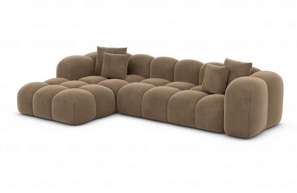 Ecksofa Formentera L-Form Kurz Stoff Braun