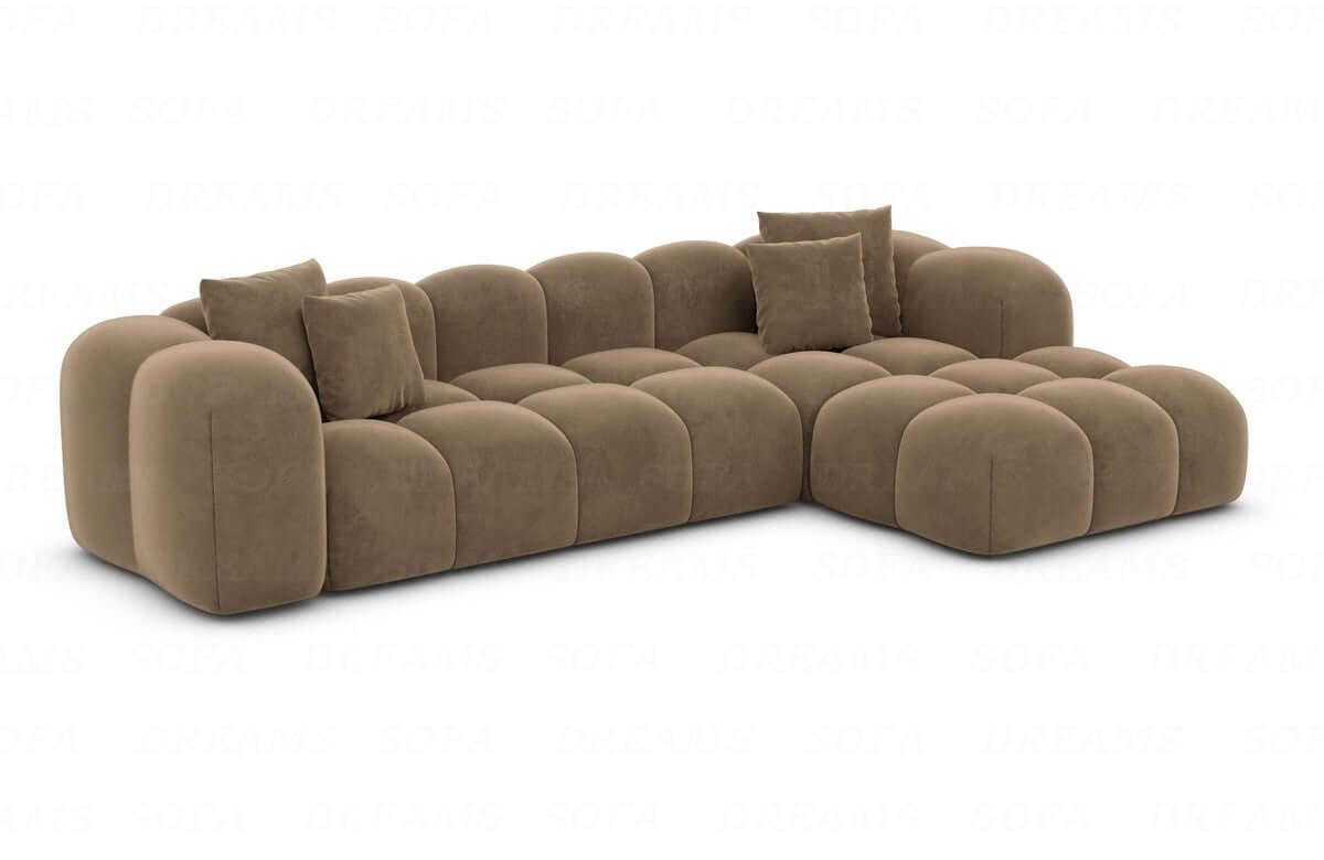 Ecksofa Formentera L-Form Kurz Stoff Braun