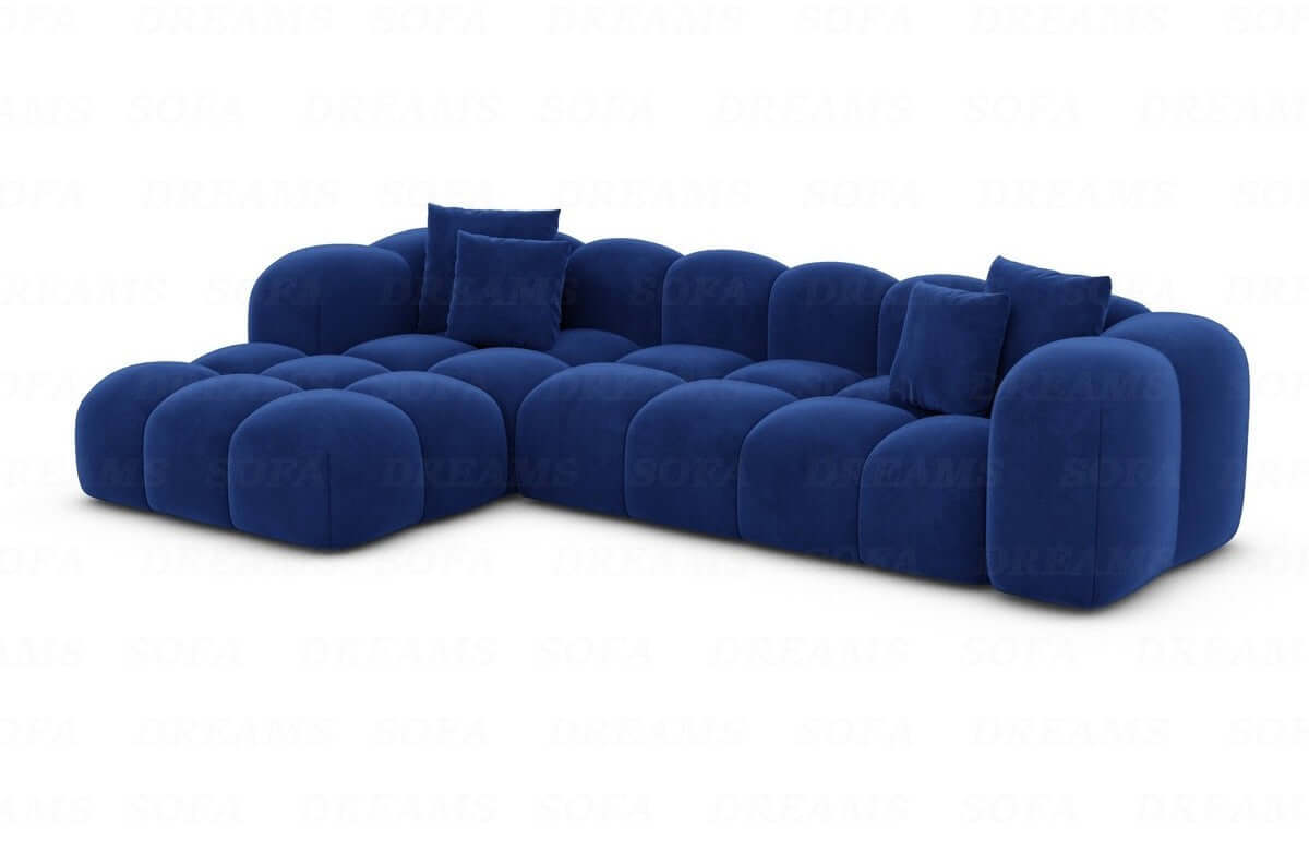 Ecksofa Formentera L-Form Kurz Stoff Dunkelblau