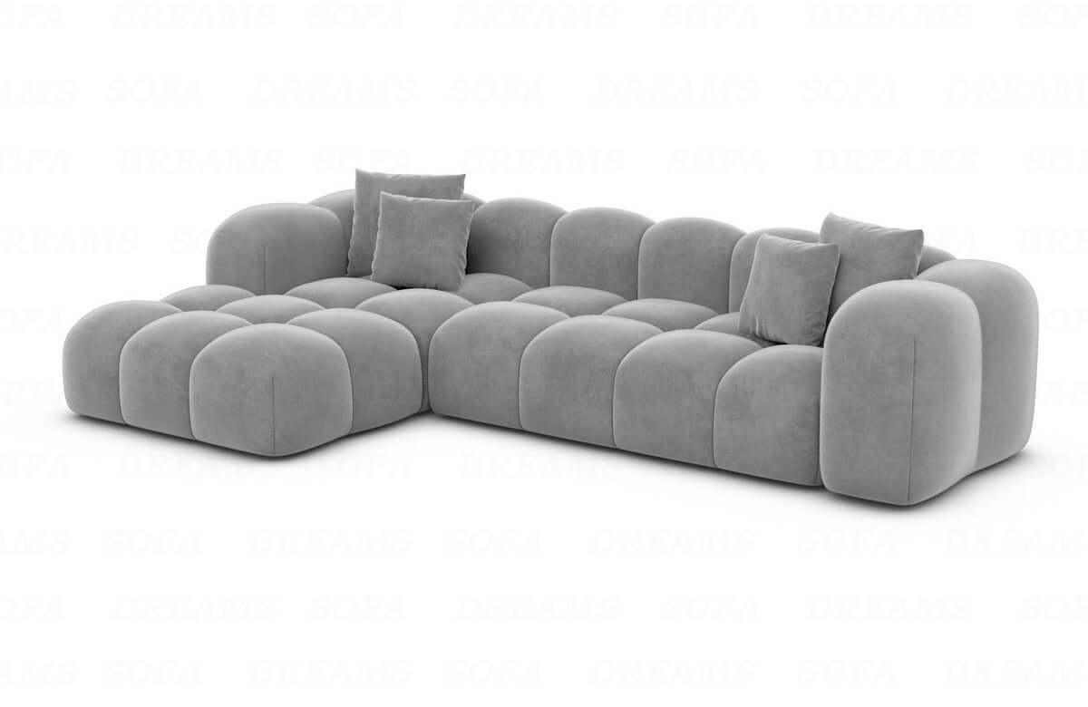 Ecksofa Formentera L-Form Kurz Stoff Hellgrau