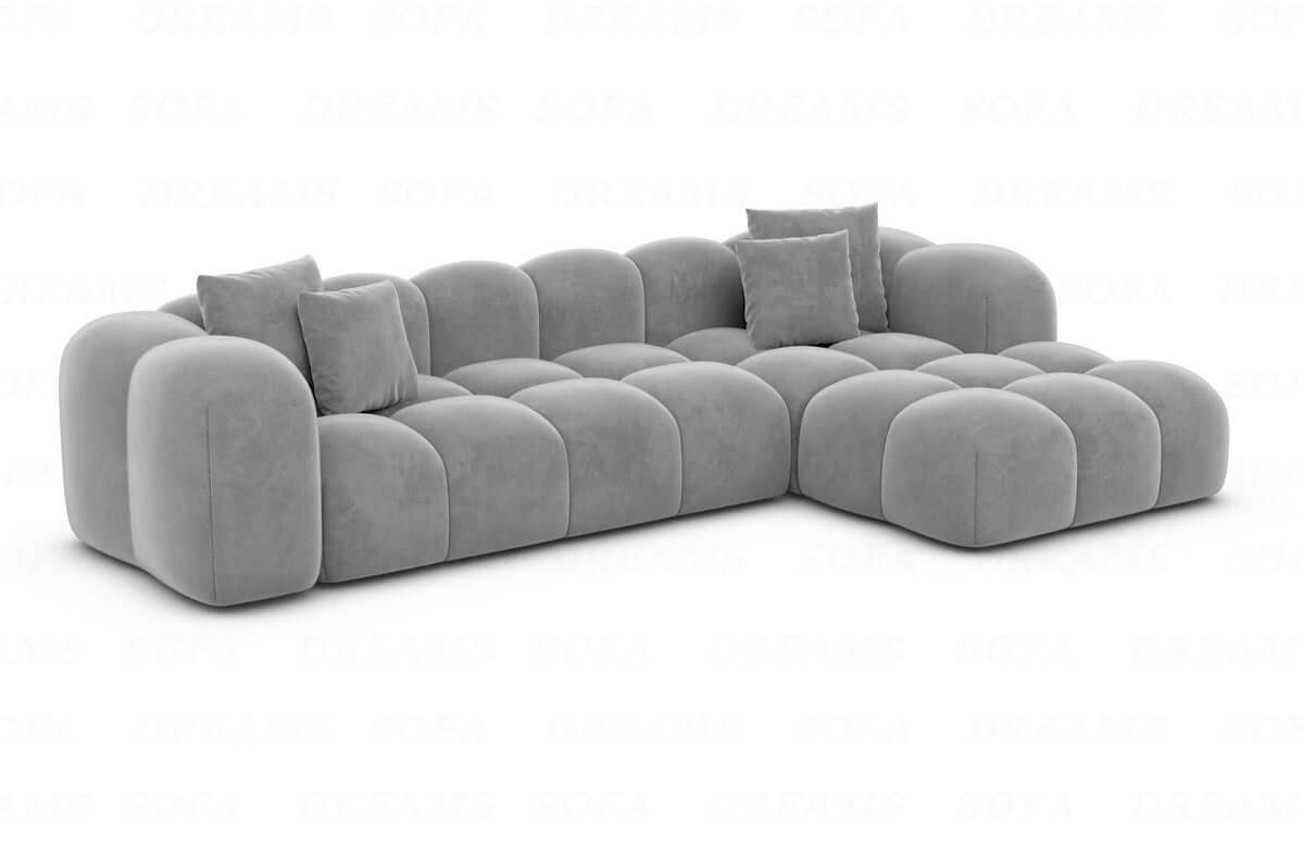 Ecksofa Formentera L-Form Kurz Stoff Hellgrau