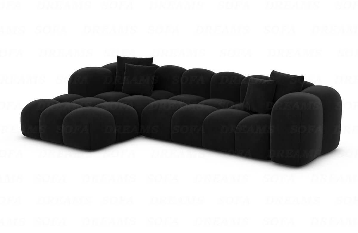 Ecksofa Formentera L-Form Kurz Stoff Schwarz
