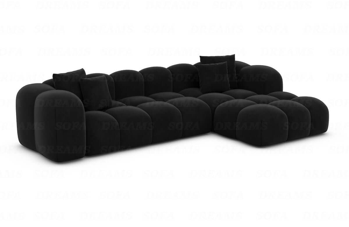 Ecksofa Formentera L-Form Kurz Stoff Schwarz