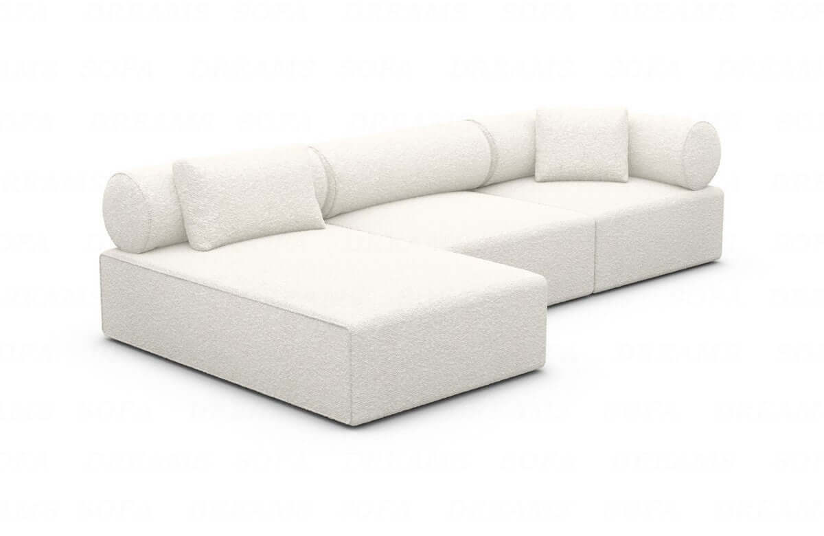 Couch Laguardia L-Form in Stoff Weiß