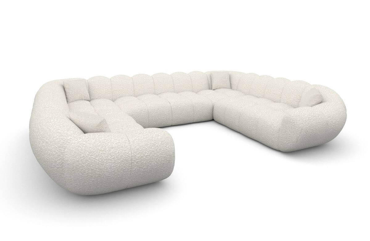 XXL Wohnlandschaft Maleron Panorama U-Form aus Stoff Weiß