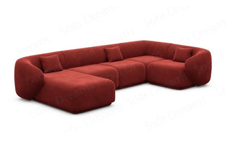 Wohnlandschaft Marbella U-Form in Samtstoff und der Farbe Rot - Ausrichtung links