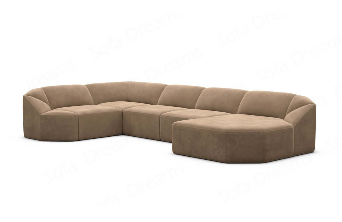 Wohnlandschaft Cabrera U-Form aus Stoff Braun