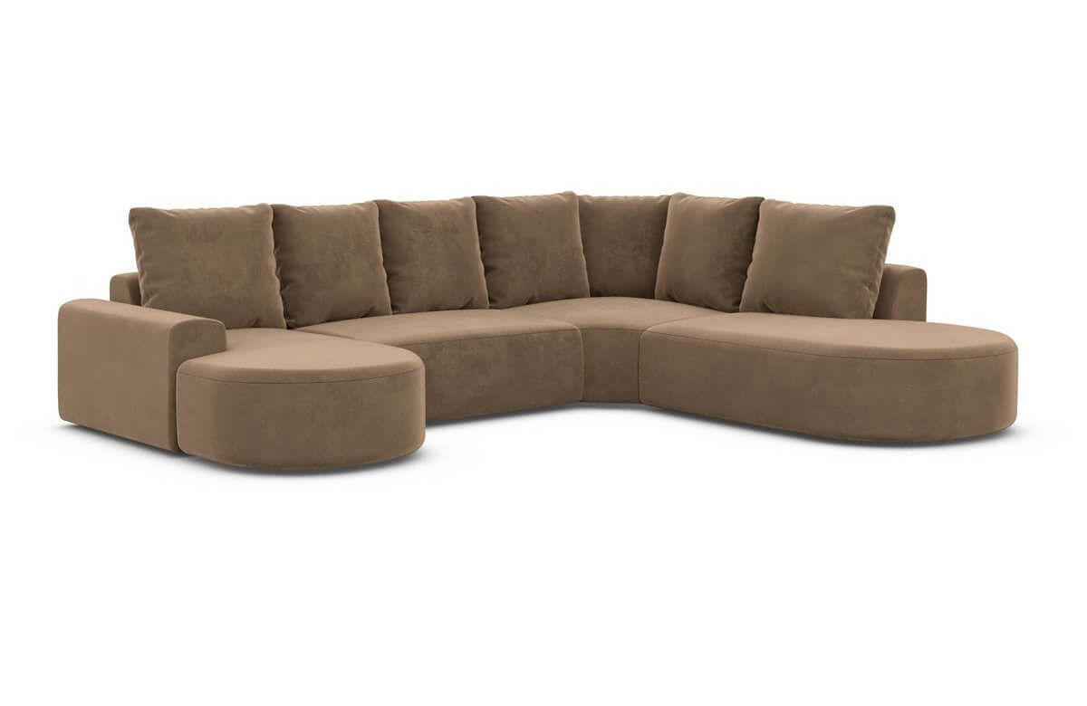 Wohnlandschaft Gomera Lounge U-Form aus Stoff Braun
