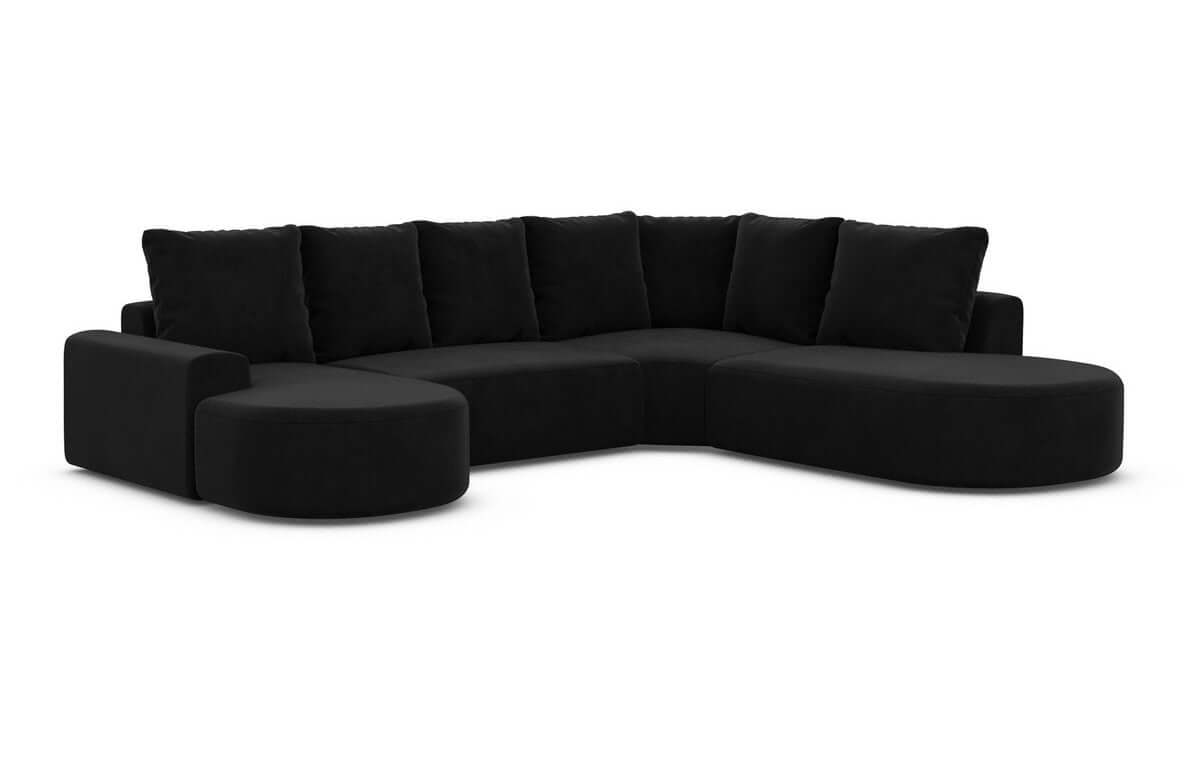 Wohnlandschaft Gomera Lounge U-Form aus Stoff Schwarz