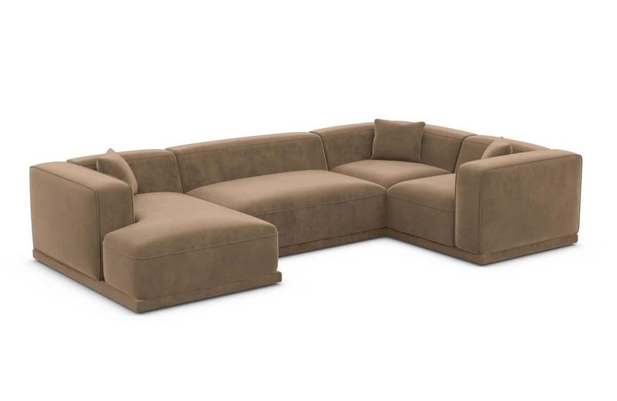 Stoff Wohnlandschaft Merida U-Form Braun