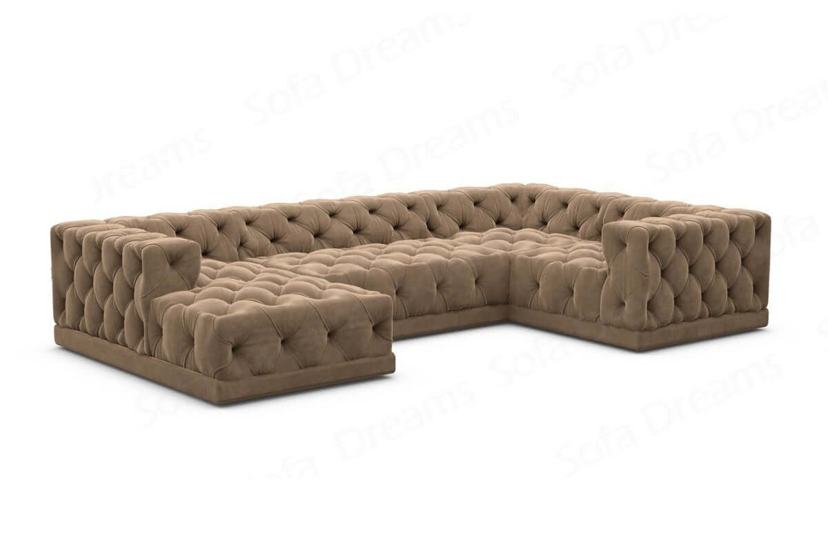 Wohnlandschaft Palma U-Form aus Stoff Braun