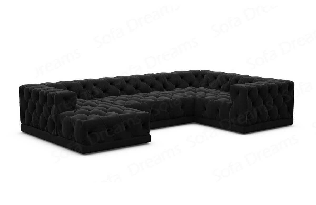 Wohnlandschaft Palma U-Form aus Stoff Schwarz