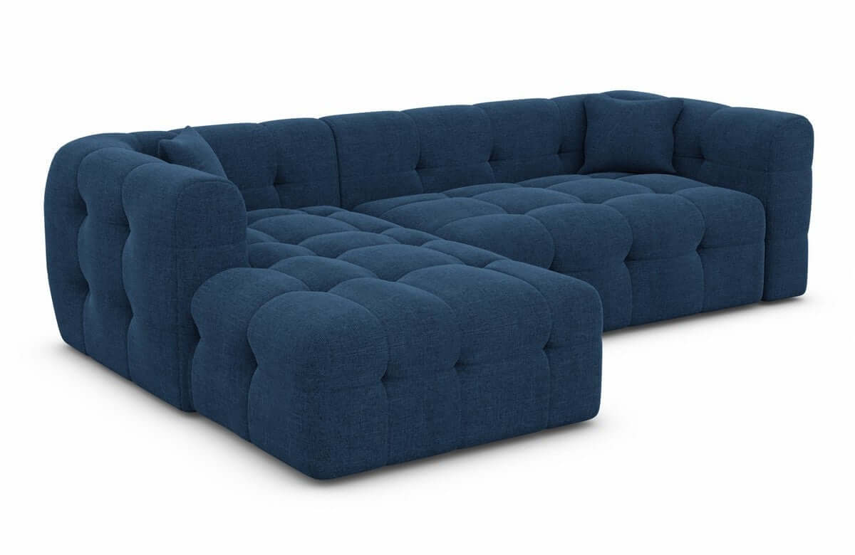 Couch Sevilla L-Form in Stoff Blau