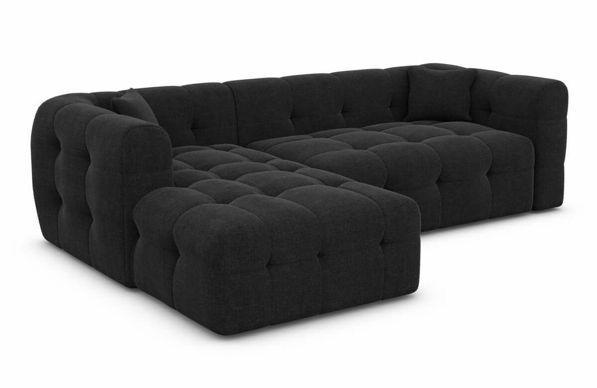 Ecksofa Sevilla L Form Stoff Schwarz