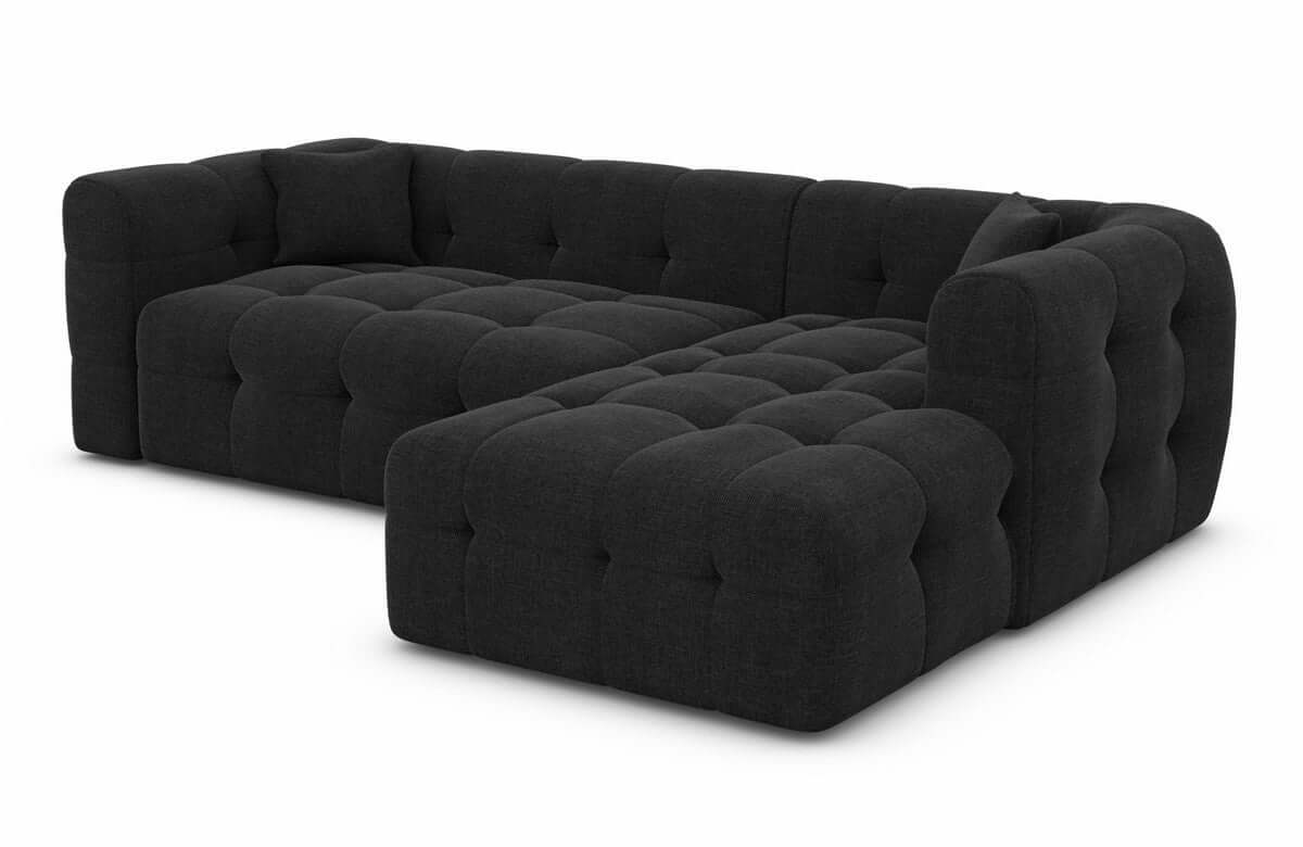 Couch Sevilla L-Form in Stoff schwarz