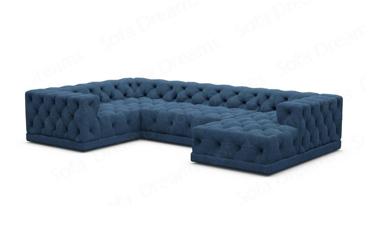 Wohnlandschaft Palma U-Form aus Stoff Blau