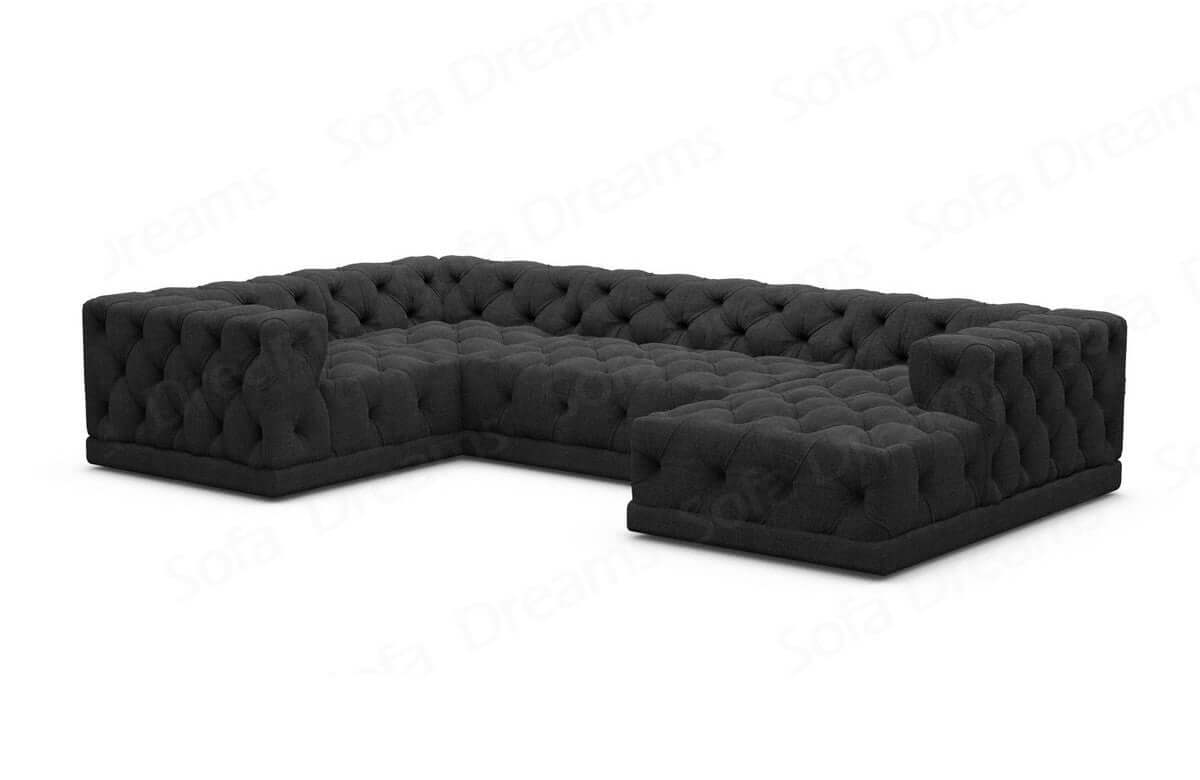 Wohnlandschaft Palma U-Form aus Stoff schwarz