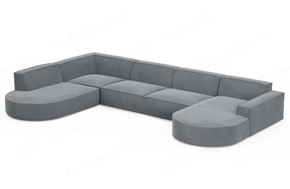 Wohnlandschaft Alegranza U-Form aus Stoff Hellgrau