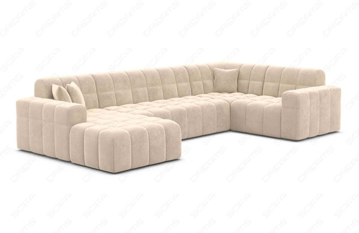 Stoff Wohnlandschaft Ibiza U-Form Beige