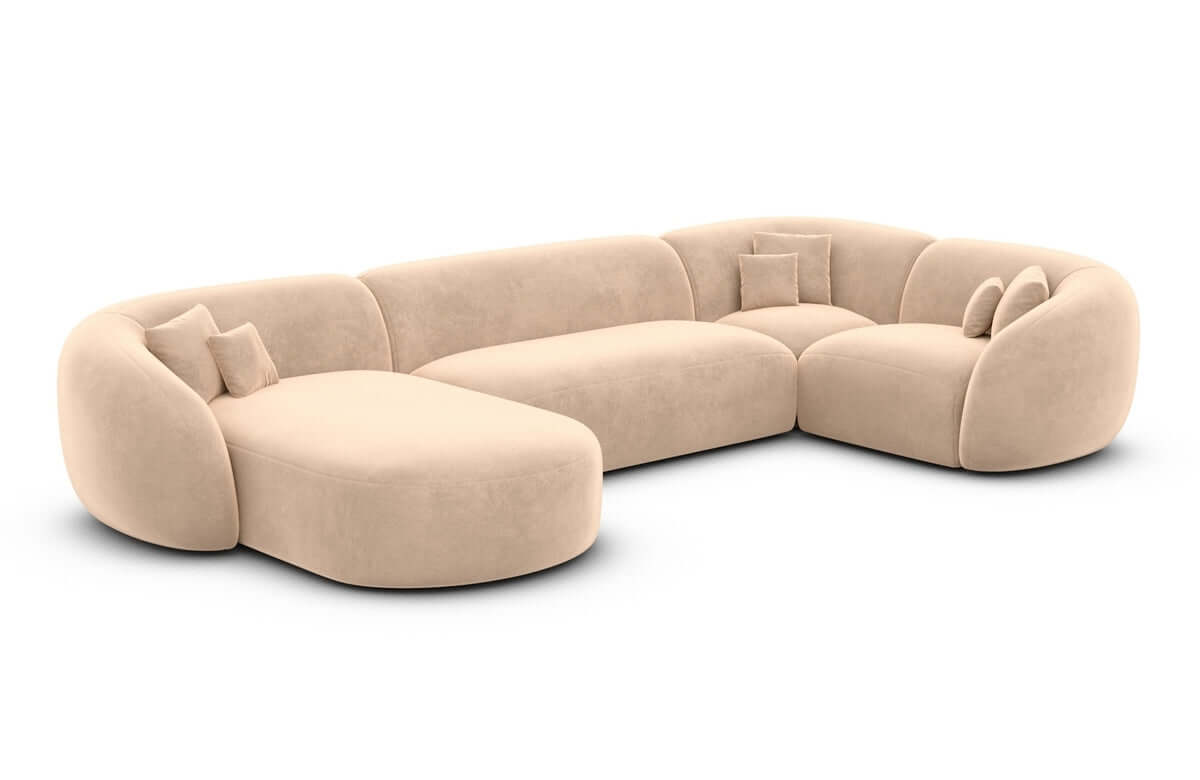 Wohnlandschaft Sorelia U-Form aus Stoff Beige