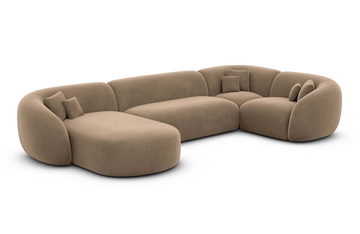 Wohnlandschaft Sorelia U-Form aus Stoff Braun