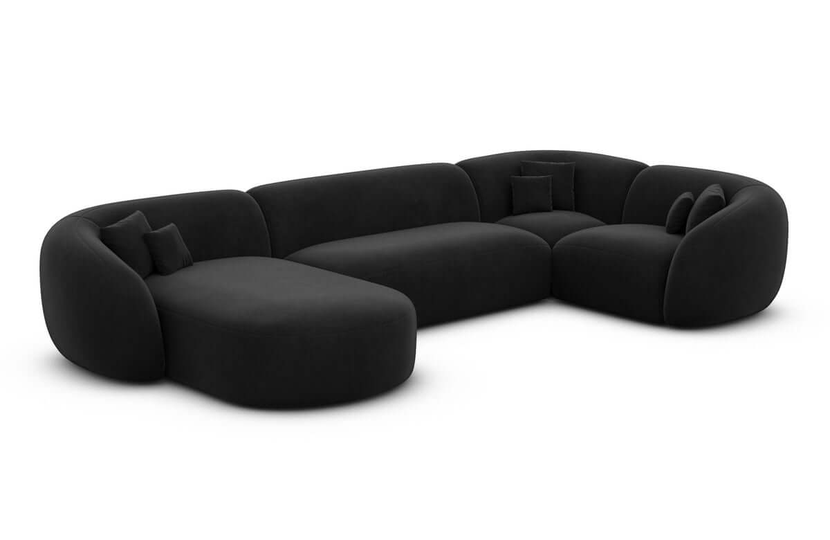 Wohnlandschaft Sorelia U-Form aus Stoff Schwarz