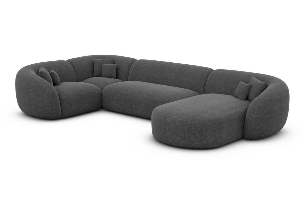 Wohnlandschaft Sorelia U-Form aus Stoff Anthrazit