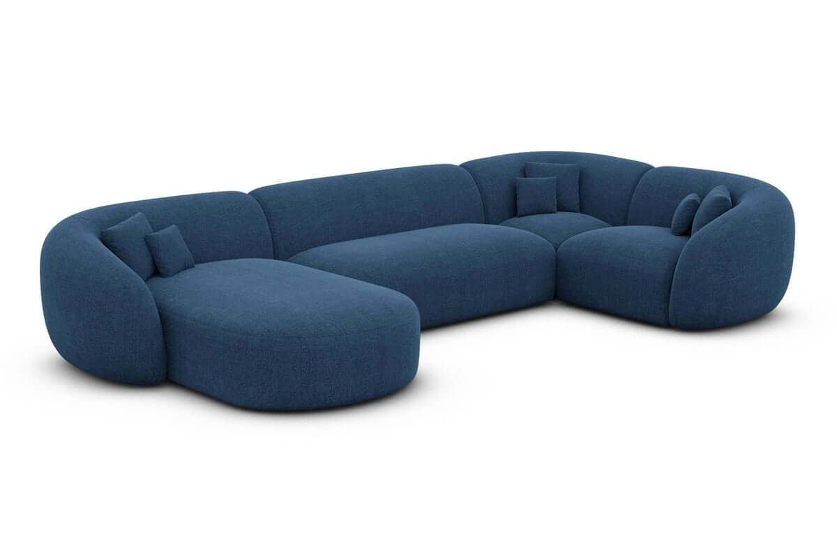 Wohnlandschaft Sorelia U-Form aus Stoff Blau