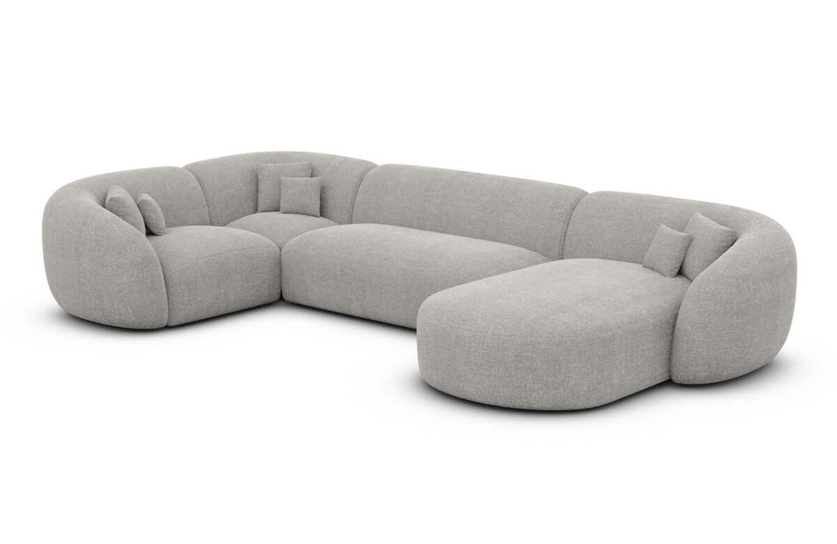 Wohnlandschaft Sorelia U-Form aus Stoff Hellgrau