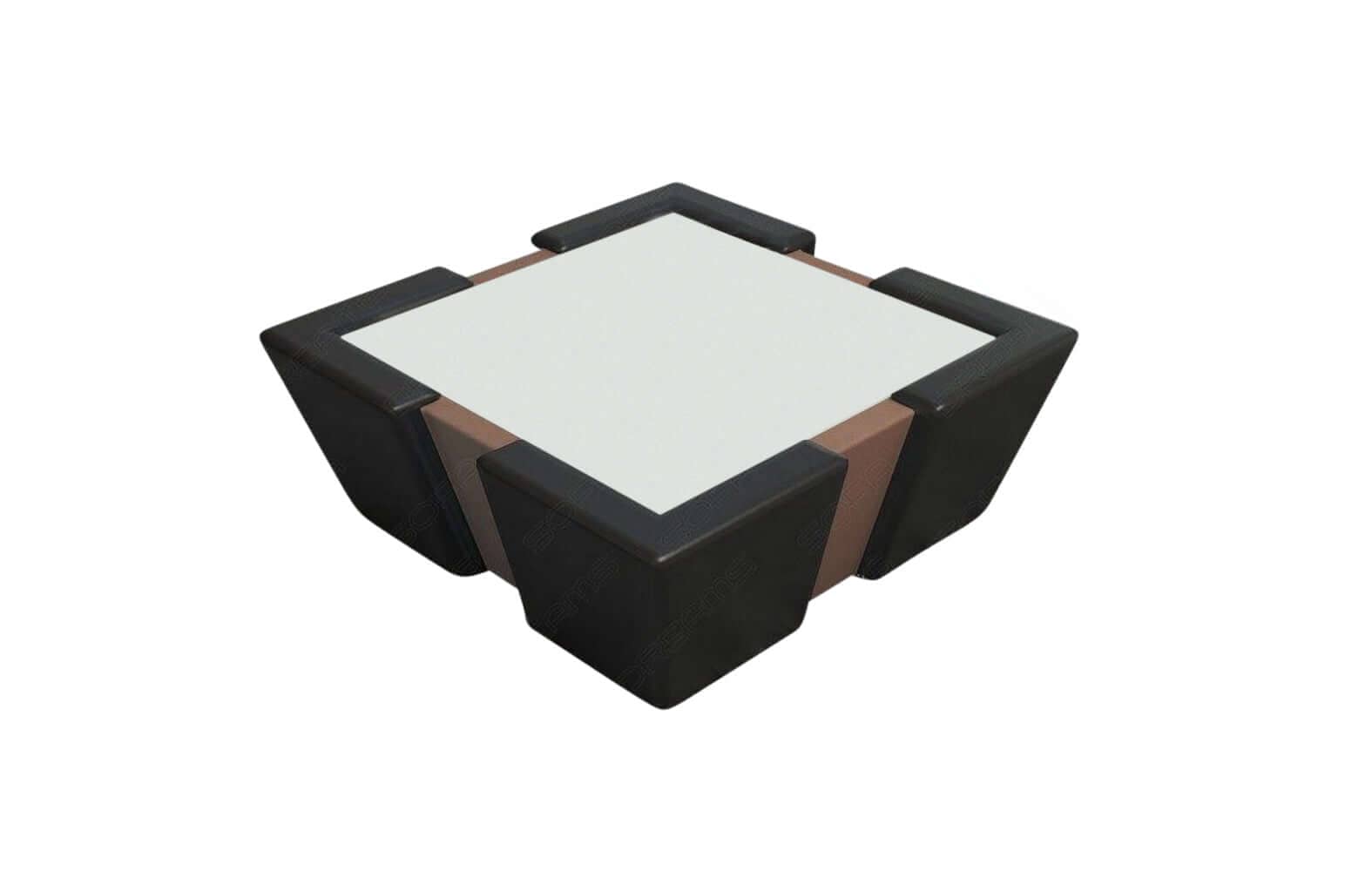 Stoff Couchtisch Apollonia mit LED Hellbraun-Weiß
