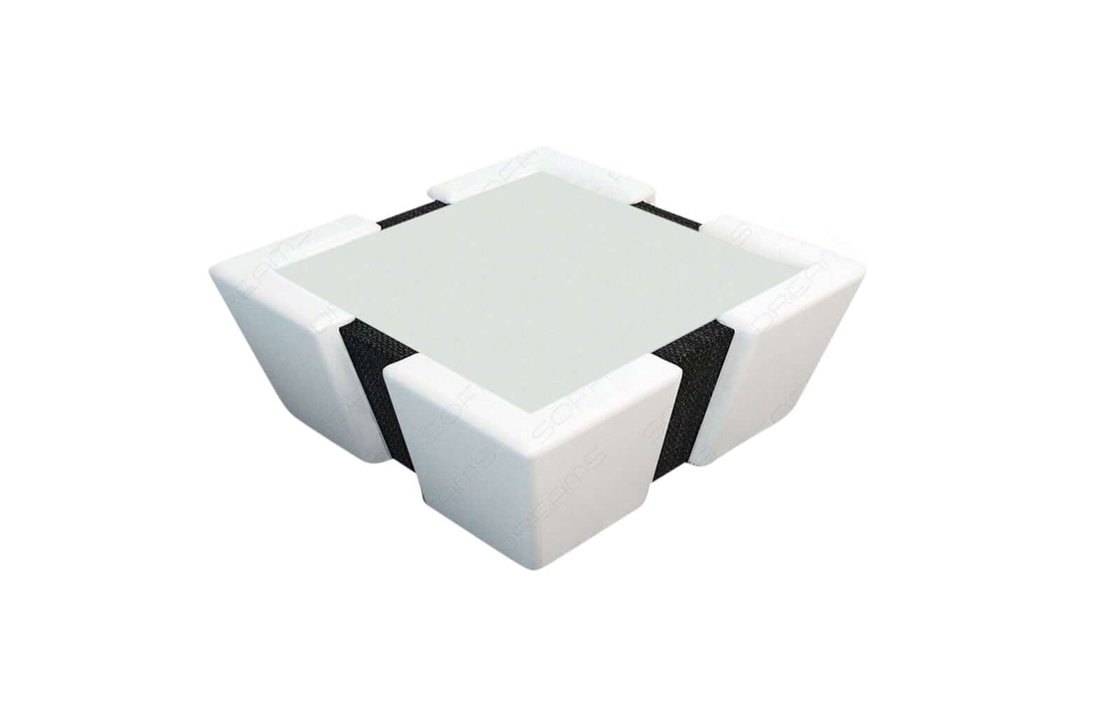 Stoff Couchtisch Apollonia mit LED Dunkelgrau-Weiß