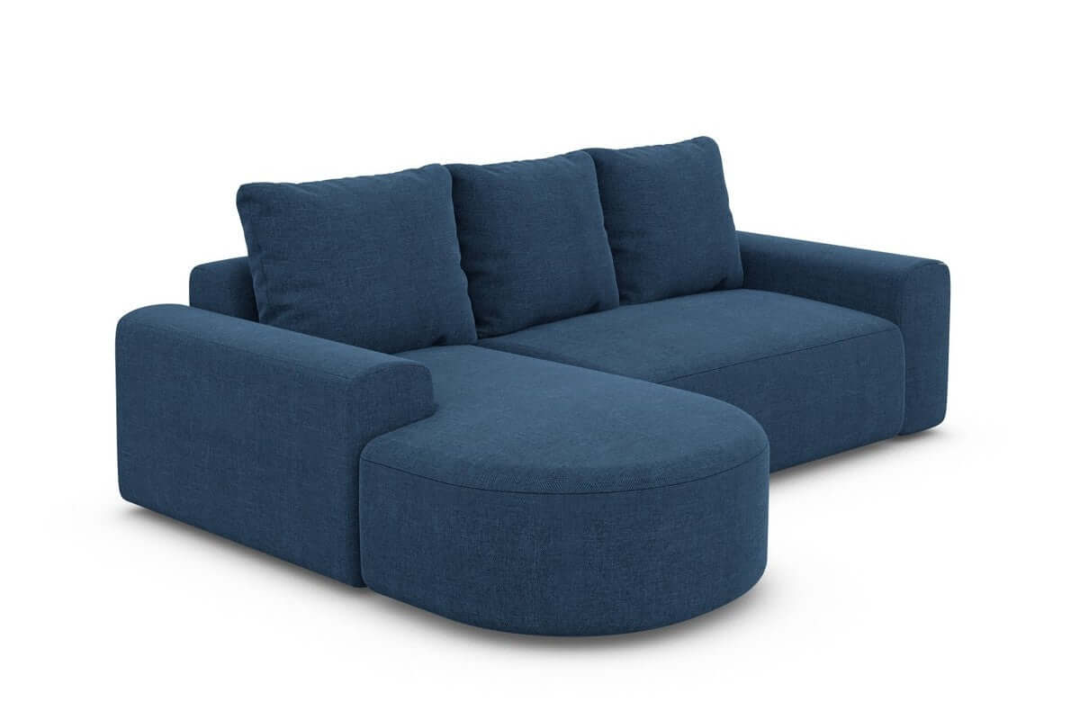 Couch Gomera L-Form in Stoff Kurz Blau