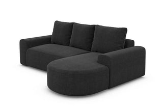 Stoff Ecksofa Gomera L-Form Kurz in Strukturstoff und der Farbe Schwarz - Ausrichtung rechts