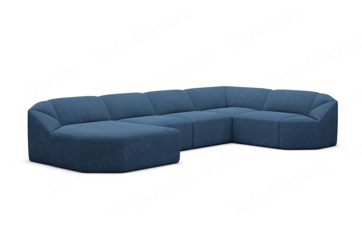 Wohnlandschaft Cabrera U-Form aus Stoff Blau
