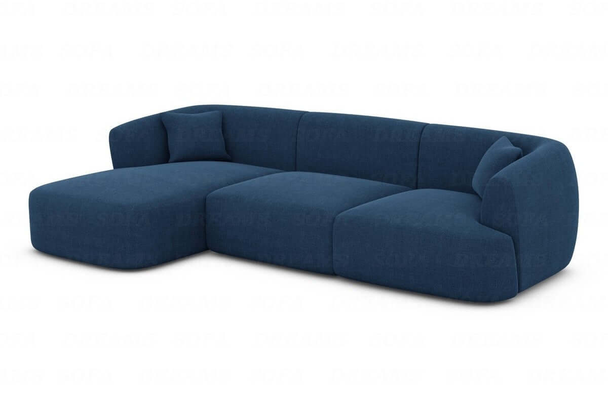 Stoff Ecksofa Tabarca L-Form Kurz Blau