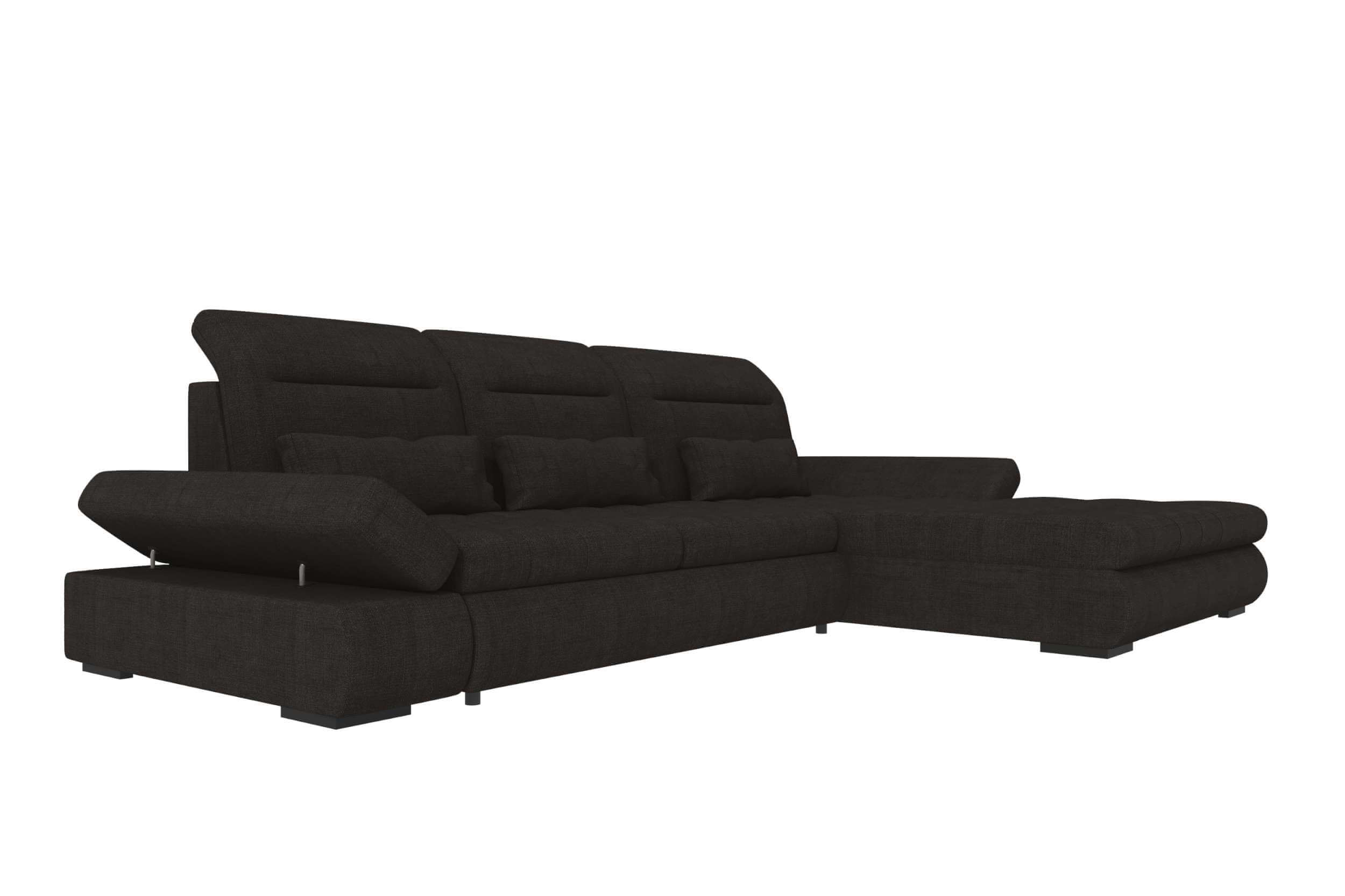 Ecksofa Ares L Form aus Stoff schwarz