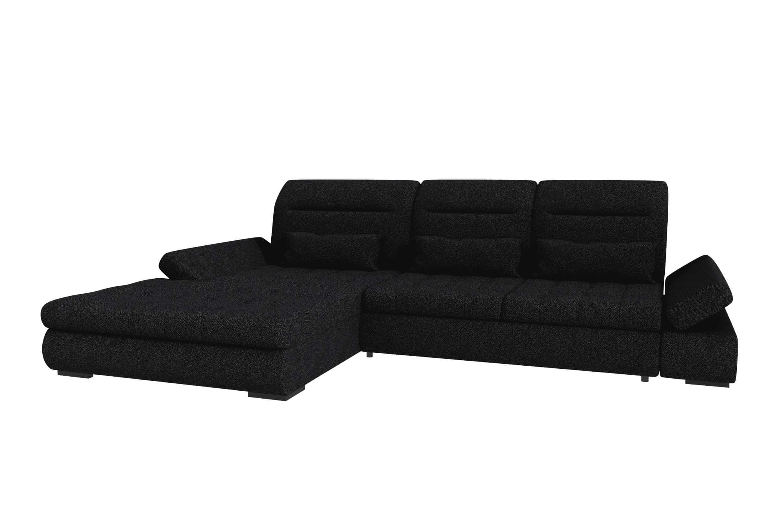 Ecksofa Ares L Form aus Stoff schwarz