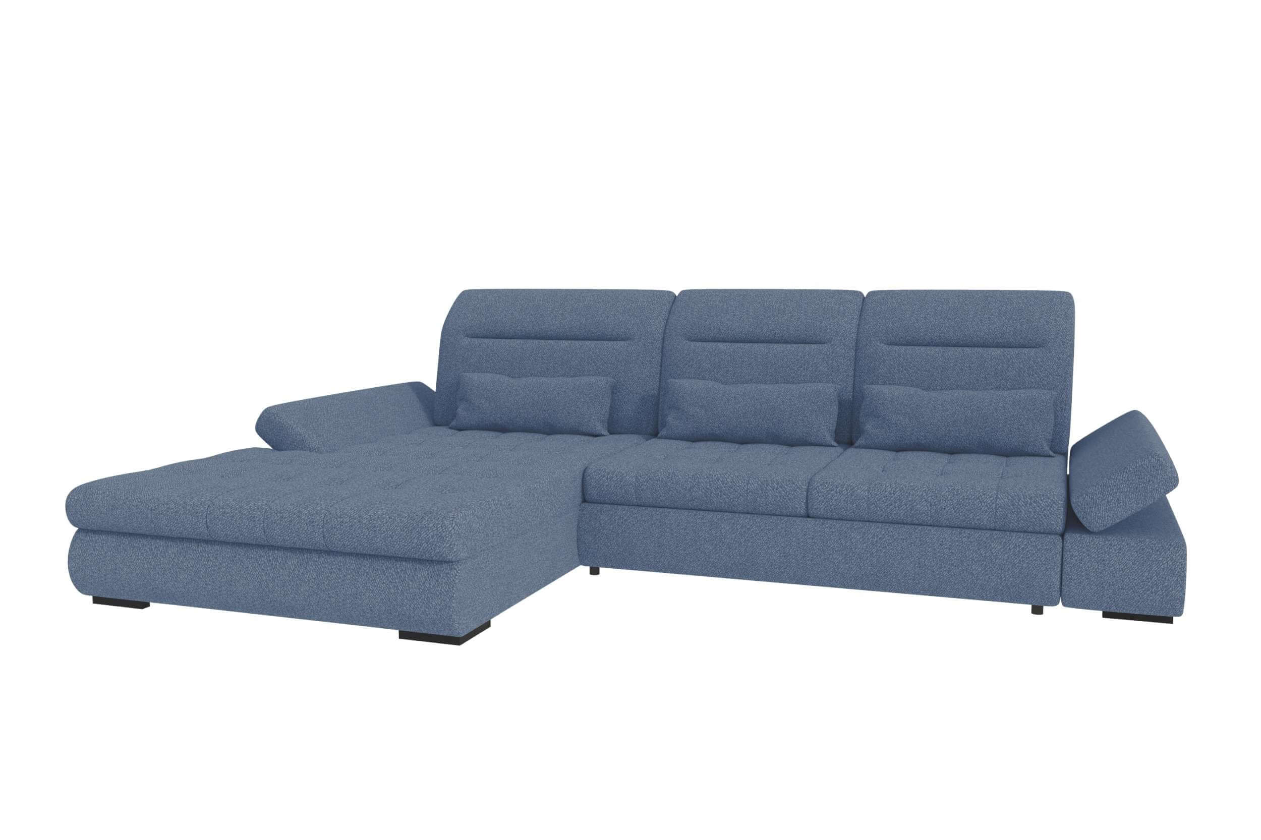 Strukturstoff Ecksofa Ares L Form Plus Blau