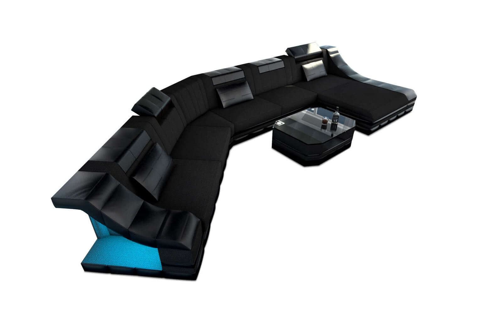 XXL Wohnlandschaft Turino CL-Form aus Stoff schwarz-schwarz