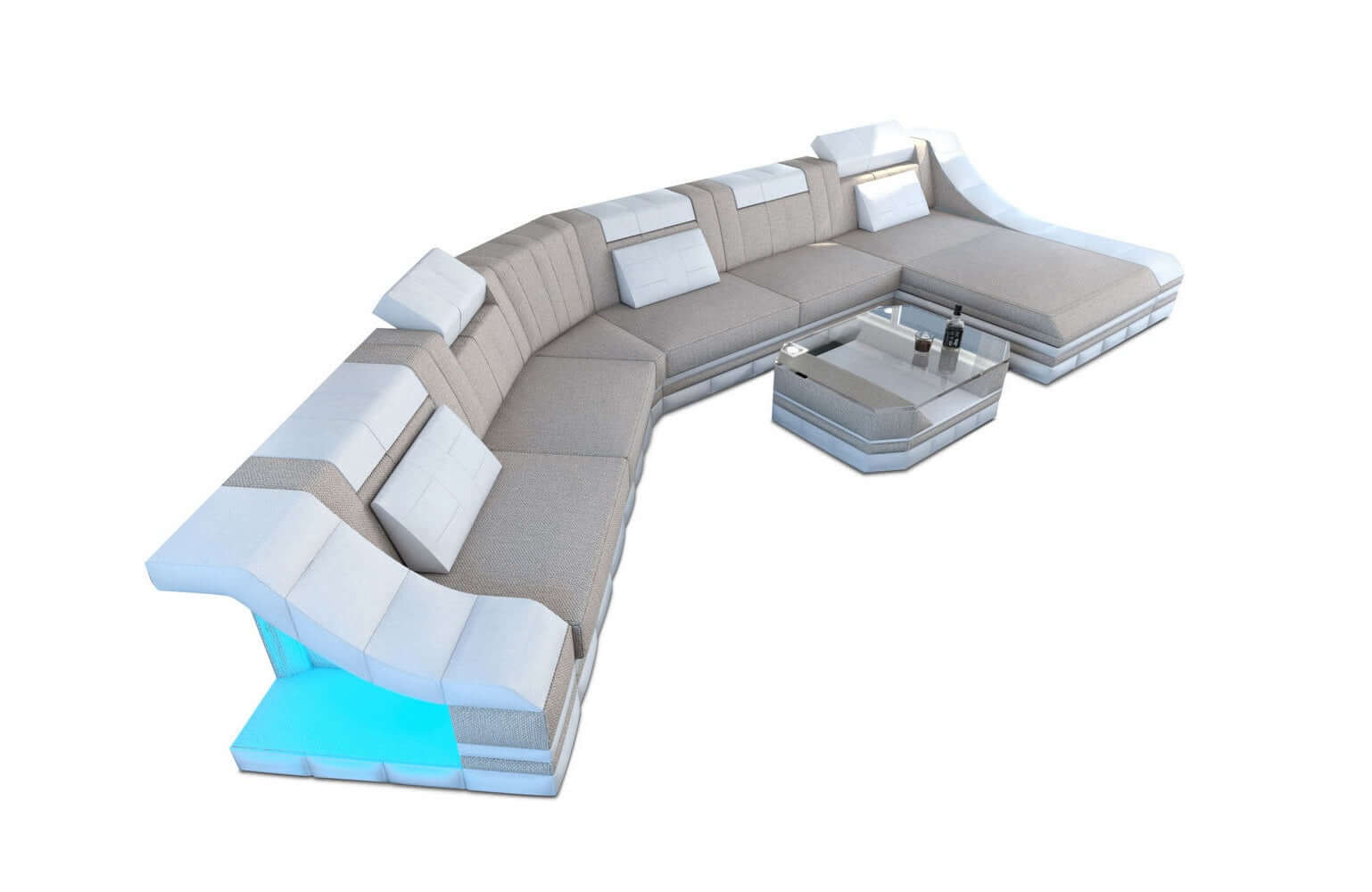 XXL Wohnlandschaft Turino CL-Form aus Stoff macchiato-weiß
