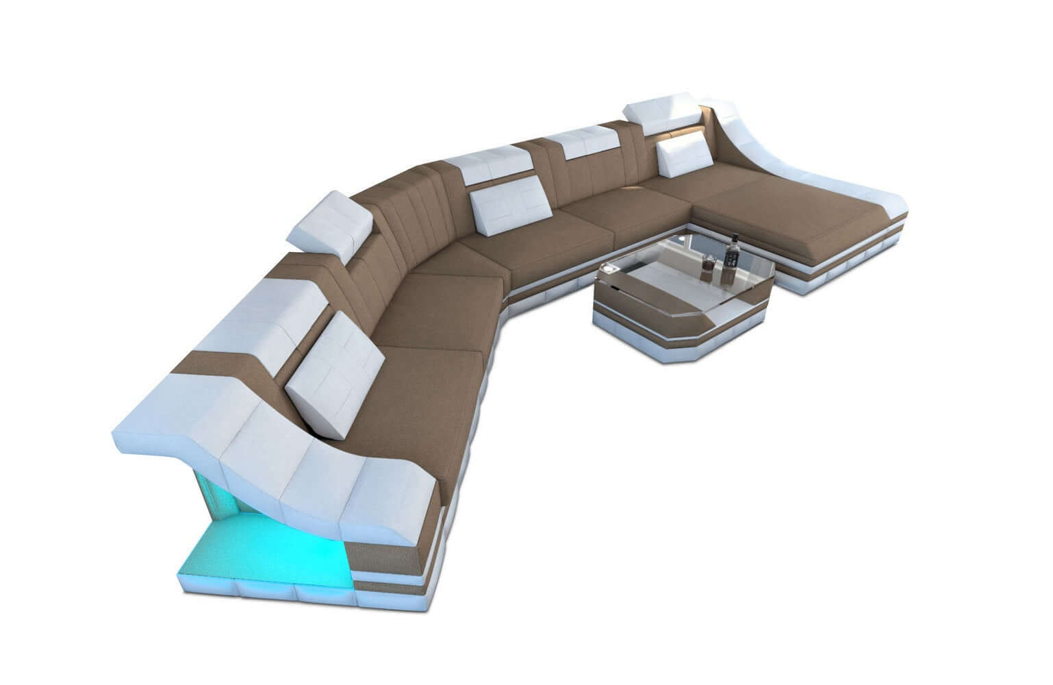 XXL Wohnlandschaft Turino CL-Form aus Stoff Cappuccino-Weiß
