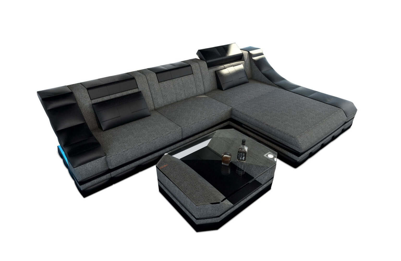 Stoff Ecksofa Turino L-Form Grau-Schwarz
