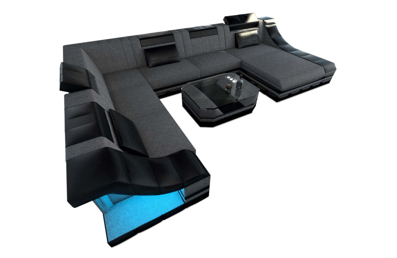 Design Stoff-Wohnlandschaft Turino XL – Komfort Grau-Schwarz