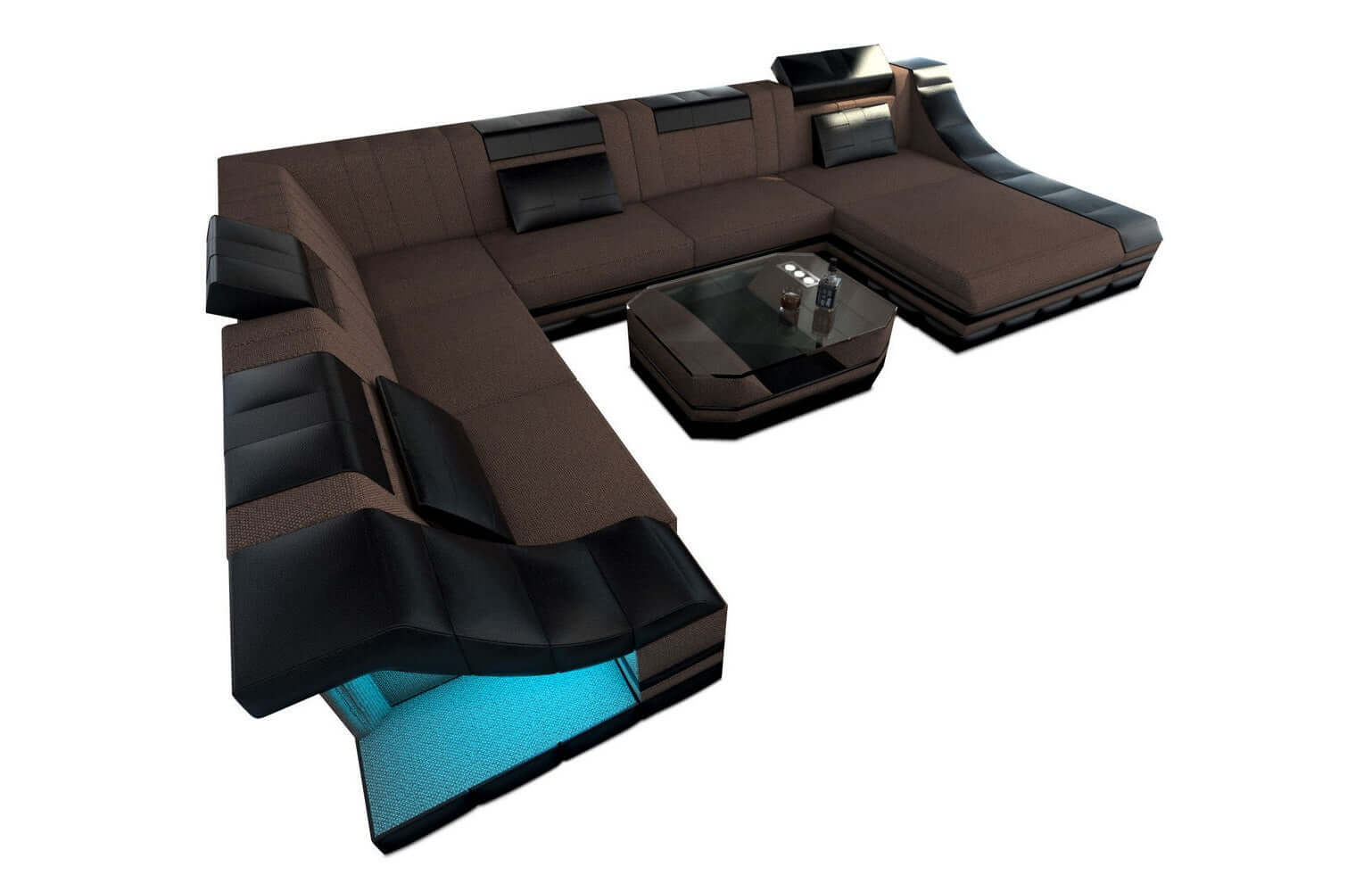 Design Stoff-Wohnlandschaft Turino XL – Komfort Braun-Schwarz