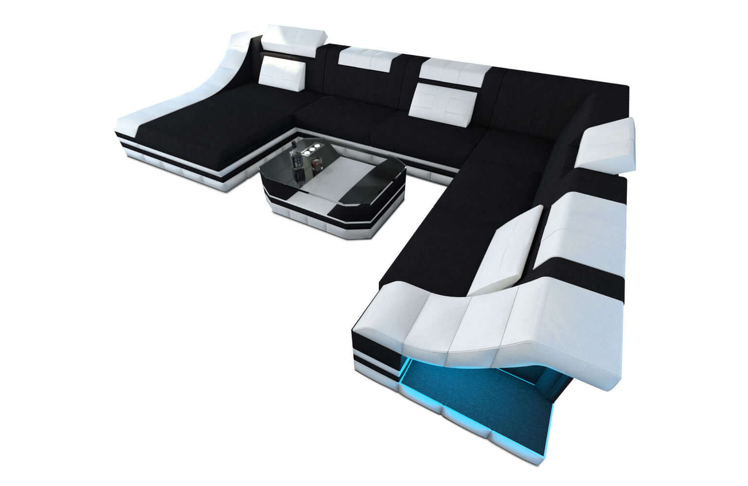Design Stoff-Wohnlandschaft Turino XL – Komfort Schwarz-Weiß