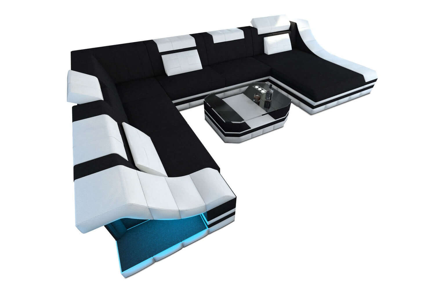 Design Stoff-Wohnlandschaft Turino XL – Komfort Schwarz-Weiß